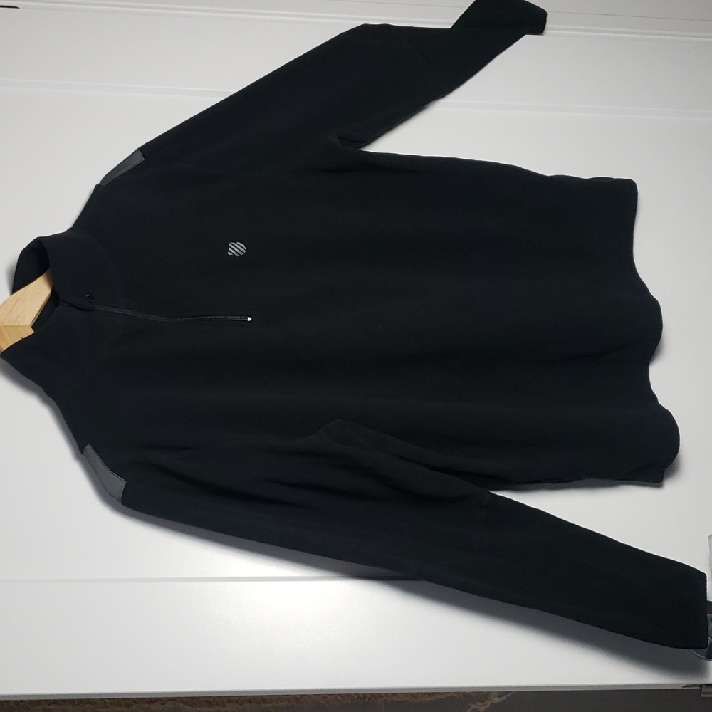 K-Swiss Large Men’s Black Gray Athletic Half Zip Fleece EUC